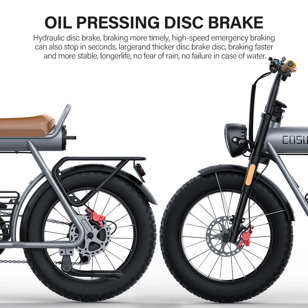 Coswheel CT20 1500W Fat Tire Electric Bike – 20" Moped-Style E-Bike for Adults, 48V 25Ah, Off-Road/Mountain