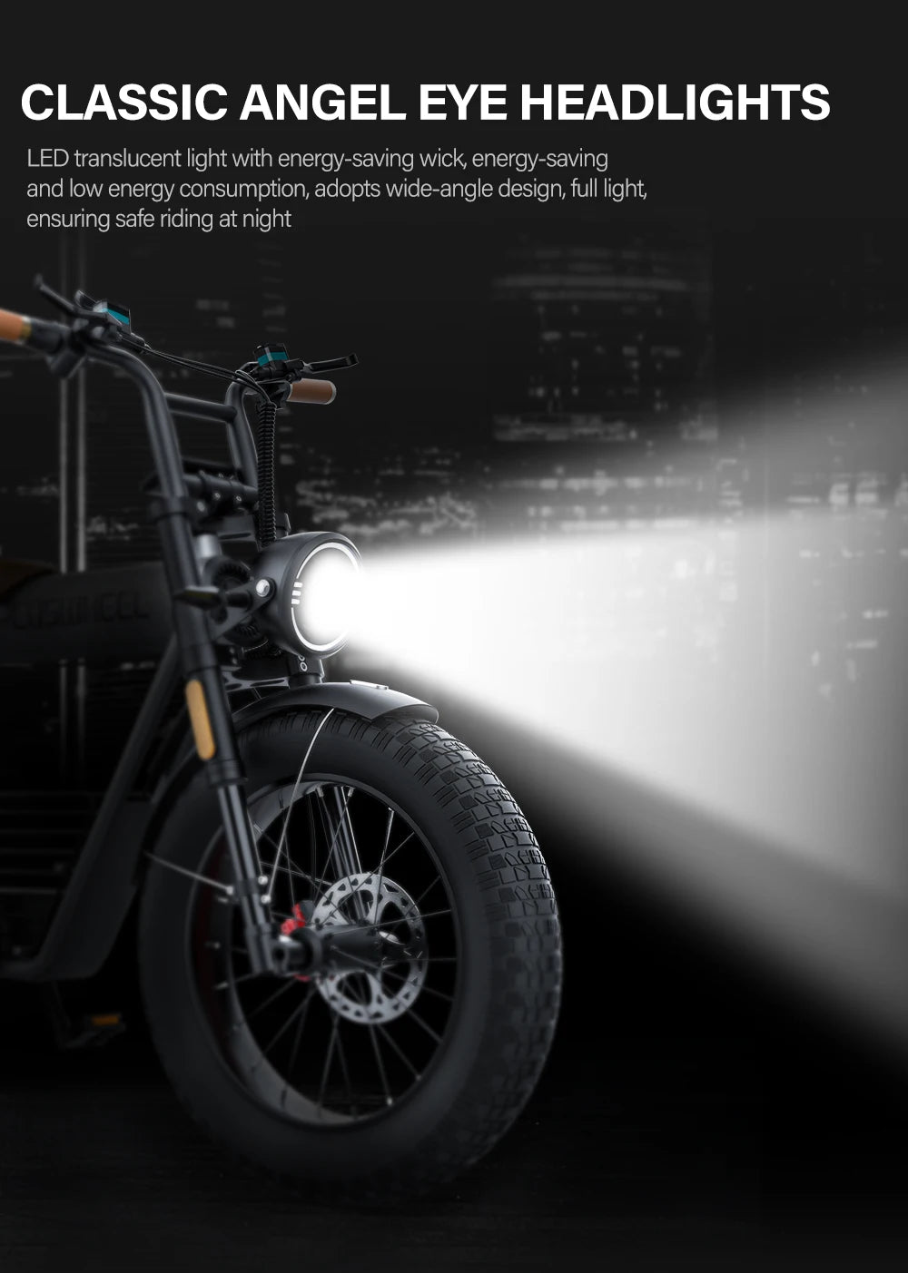 Coswheel CT20 1500W Fat Tire Electric Bike – 20" Moped-Style E-Bike for Adults, 48V 25Ah, Off-Road/Mountain