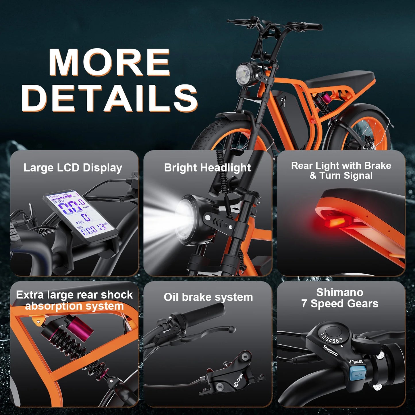 52V 1200W Fat Tire Electric Bike – Hybrid Mountain E-Bike, 20Ah Battery