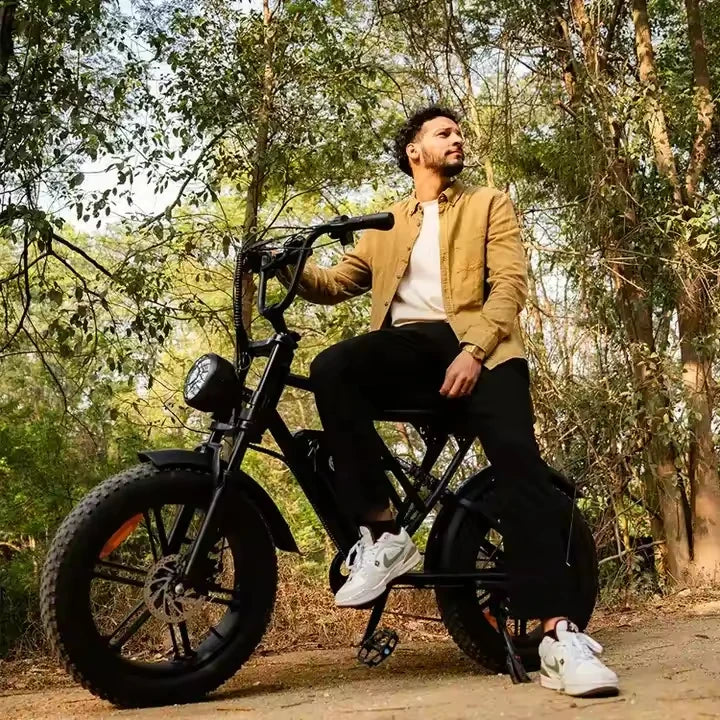 AMYET Fat Tire Full-Suspension Electric Bike Off-Road Hybrid, High Speed