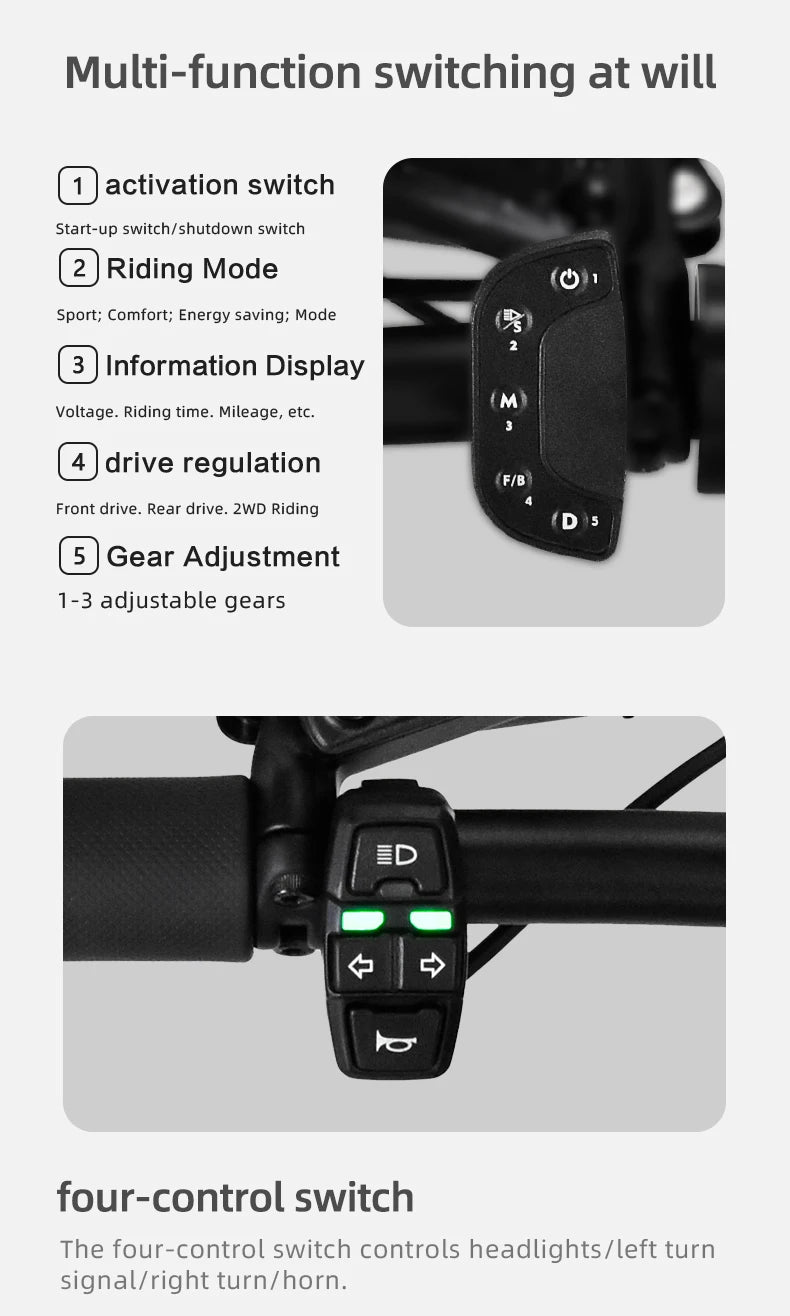60V18AH to 38AH Battery Safety App Control Electric Scooter