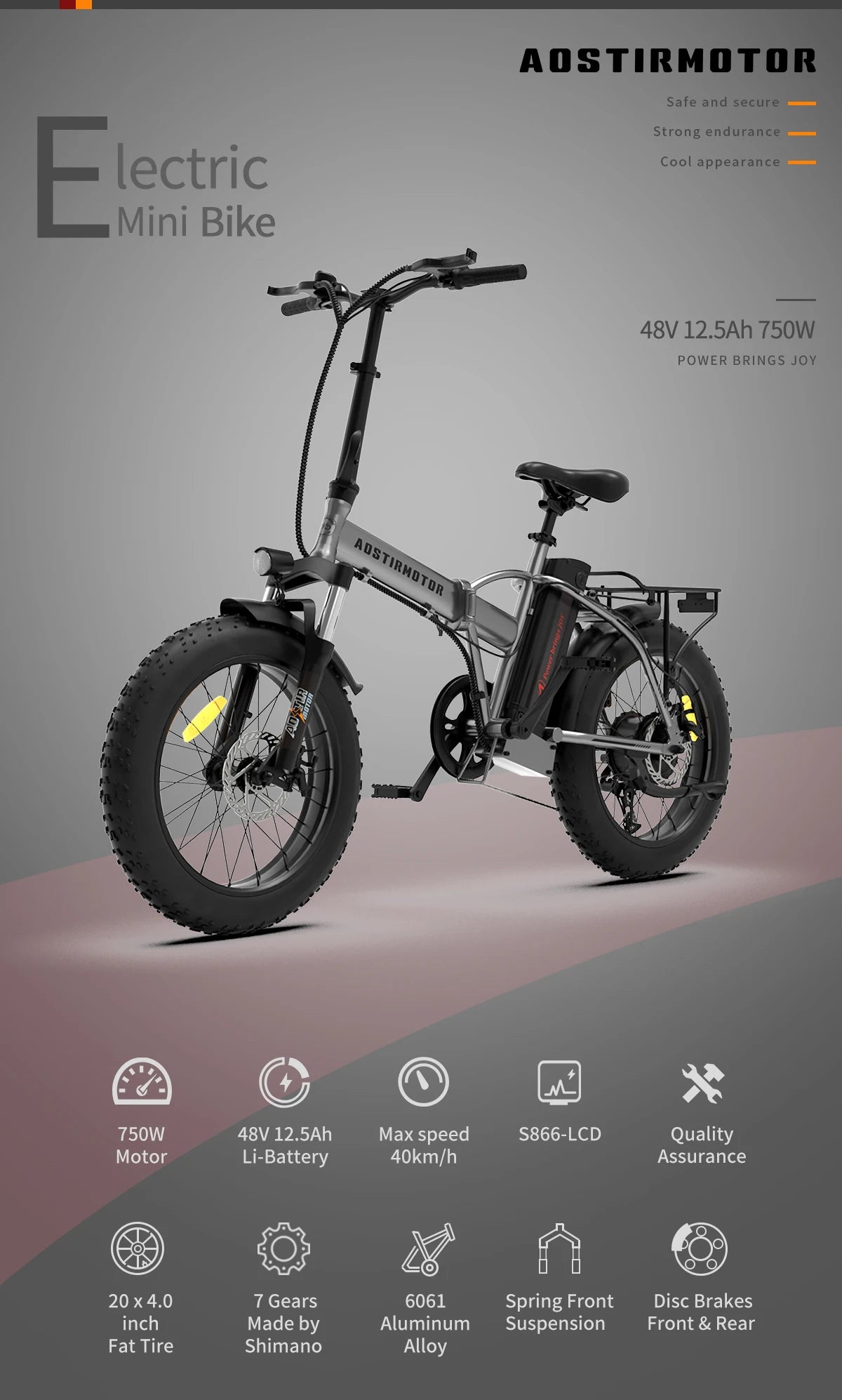 AOSTIRMOTOR Folding Electric Bike