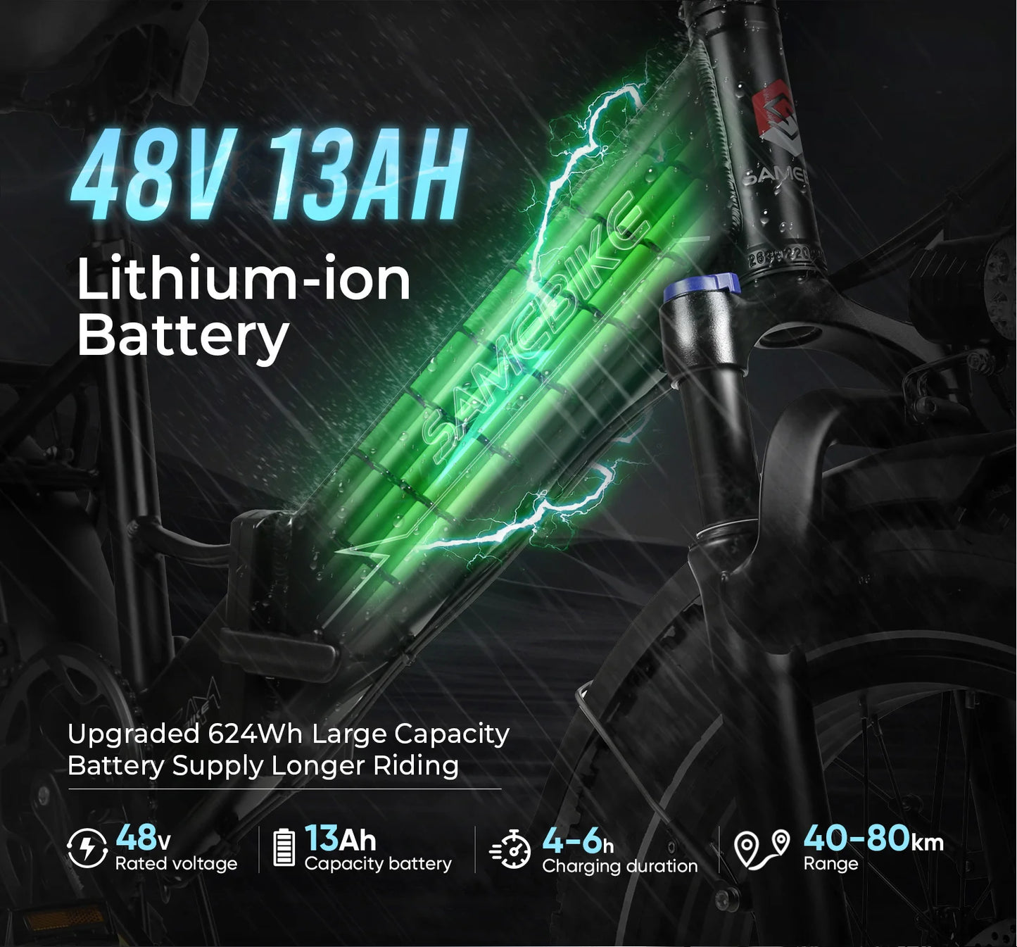 750W Folding Fat Tire Electric Bike — 48V 13Ah, 20", 7-Speed