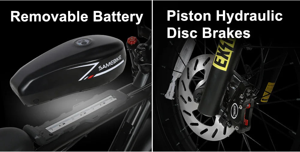 2000W Fat Tire Electric Bike – 48V 36Ah Detachable Battery, 20" Off-Road, High-Carbon Steel Frame