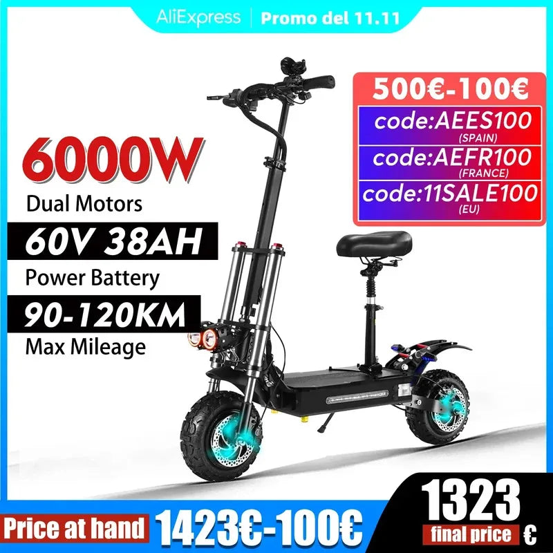 95km/h Oil Brake 11 Inch Electric Scooter