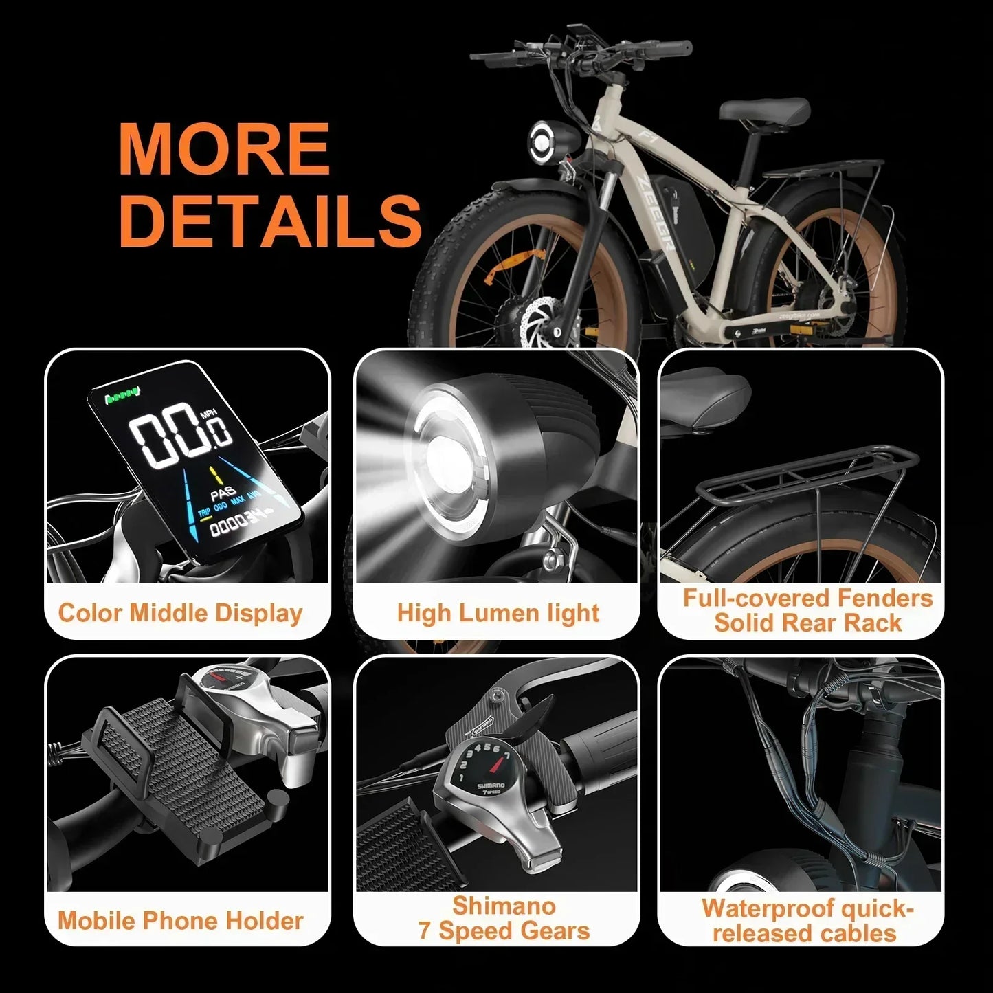 F1 2000W Dual-Motor Fat Tire Electric Bike – 48V 22Ah, 26" Tires, Hydraulic Brakes, Adult Snow/Beach/Mountain E-Bike