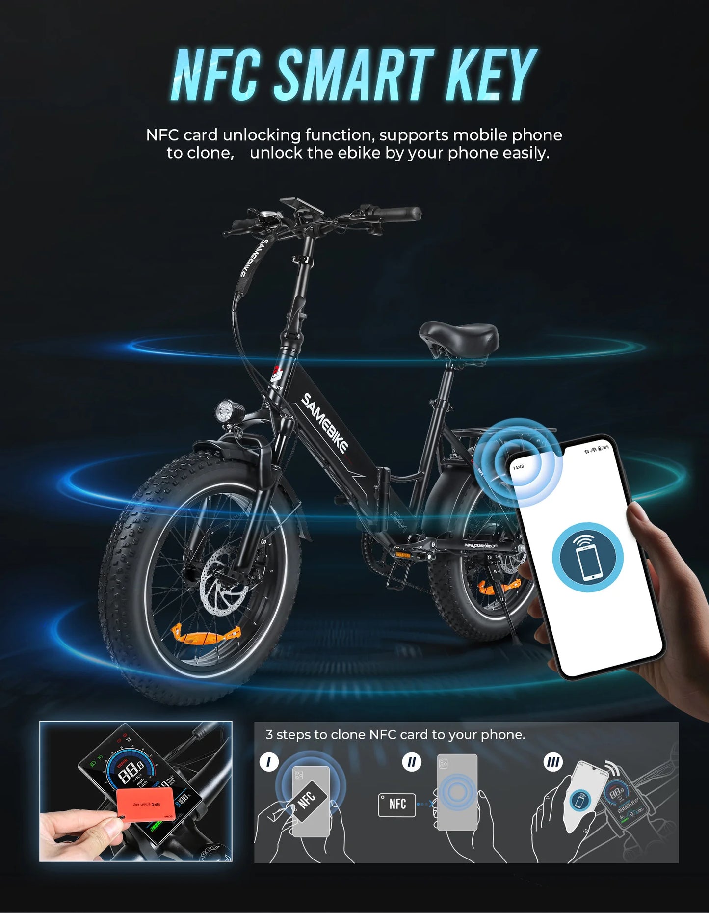 750W Folding Fat Tire Electric Bike — 48V 13Ah, 20", 7-Speed