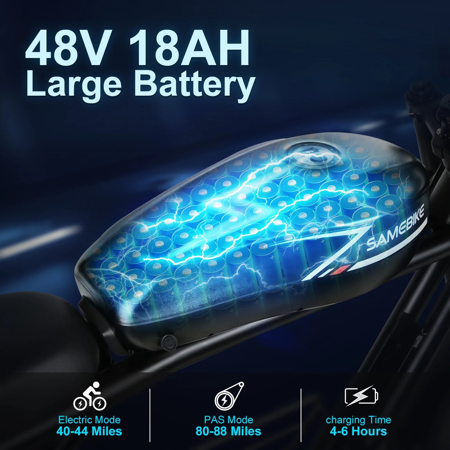 2000W Fat Tire Electric Bike – 48V 36Ah Detachable Battery, 20" Off-Road, High-Carbon Steel Frame