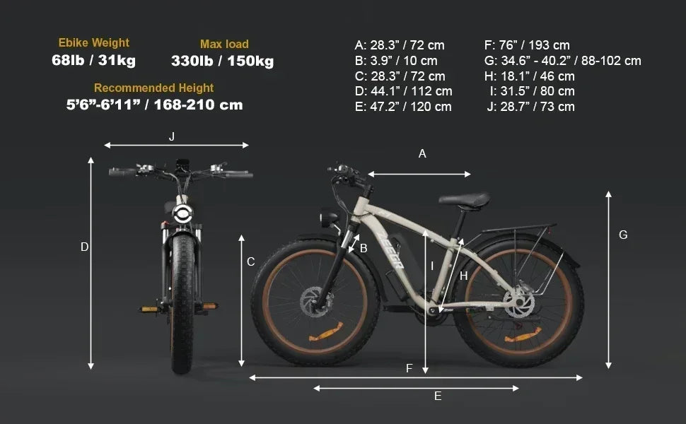F1 2000W Dual-Motor Fat Tire Electric Bike – 48V 22Ah, 26" Tires, Hydraulic Brakes, Adult Snow/Beach/Mountain E-Bike