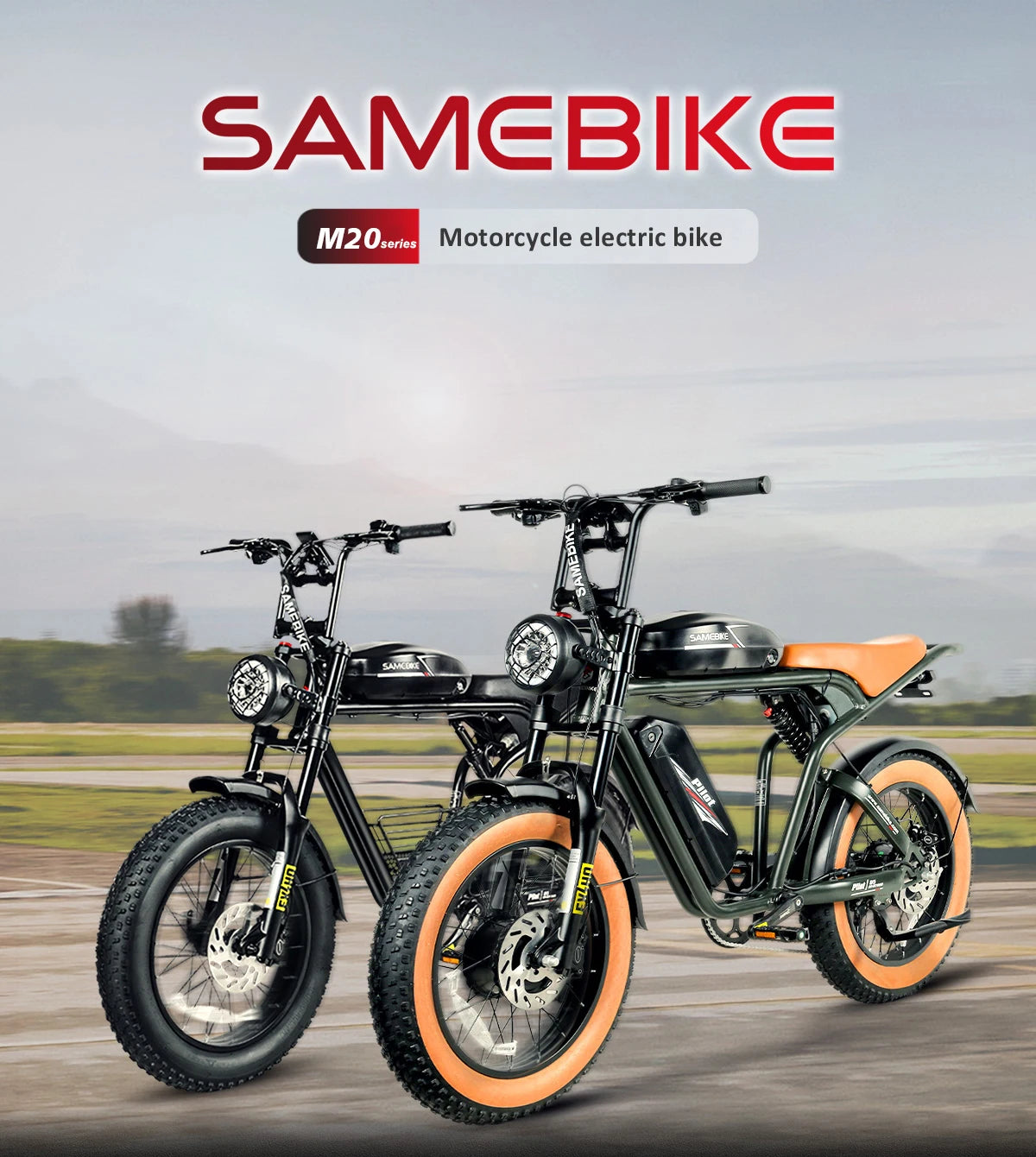 2000W Fat Tire Electric Bike – 48V 36Ah Detachable Battery, 20" Off-Road, High-Carbon Steel Frame